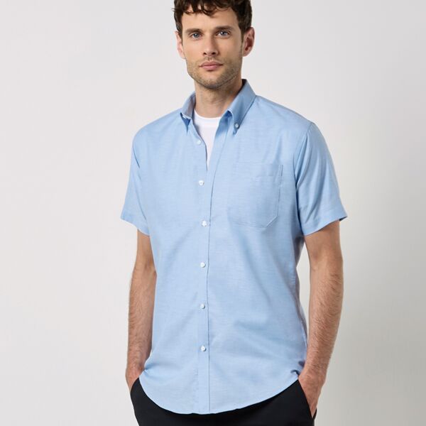 Kustom Kit Short Sleeve Slim Fit Oxford Shirt Thumbnail